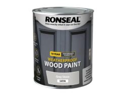 10 Year Weatherproof Wood Paint Grey Stone Satin 750ml