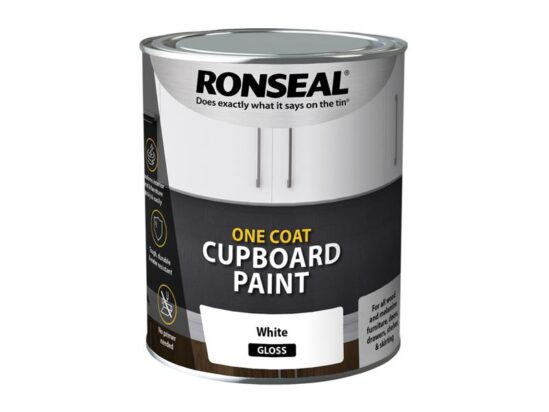 One Coat Cupboard Paint White Gloss 750ml