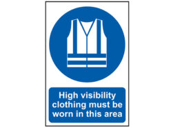 High Visibility Jackets Must Be Worn In This Area – PVC Sign 200 x 300mm