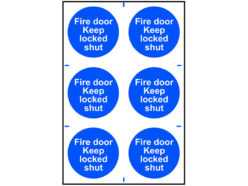 Fire Door Keep Locked Shut – 6 PVC Signs 100 x 100mm