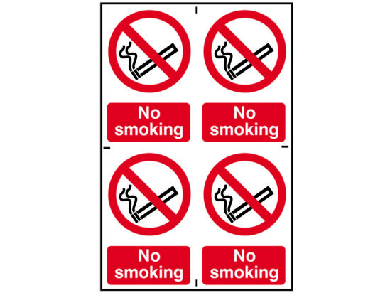 No Smoking - 4 PVC Signs 100 x 150mm