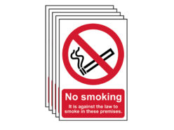 No Smoking In These Premises – PVC Sign 200 x 300mm (5 Pack)