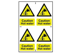 Caution Hot Water – 4 PVC Signs 100 x 100mm