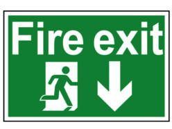 Fire Exit Running Man Arrow Down – PVC Sign 300 x 200mm