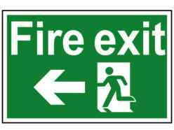 Fire Exit Running Man Arrow Left – PVC Sign 300 x 200mm