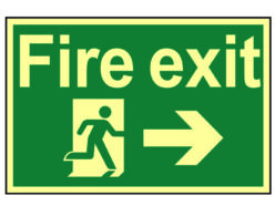 Fire Exit Running Man Arrow Right – Photoluminescent 300 x 200mm