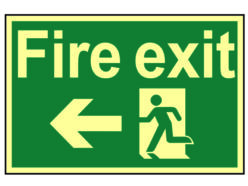 Fire Exit Running Man Arrow Left – Photoluminescent 300 x 200mm