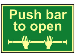 Push Bar To Open – Photoluminescent 300 x 200mm