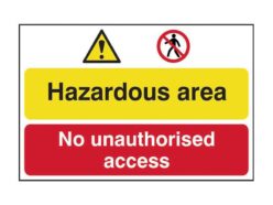 Hazardous Area / No Unauthorized Access – PVC Sign 600 x 400mm