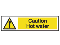 Caution Hot Water – PVC Sign 200 x 50mm