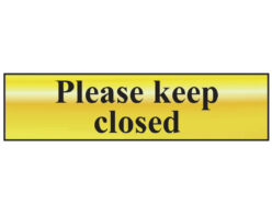 Please Keep Closed – Polished Brass Effect 200 x 50mm