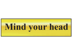 Mind Your Head – Polished Brass Effect 200 x 50mm