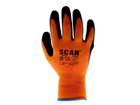 Hi-Vis Orange Foam Latex Coated Gloves - L (Size 9)