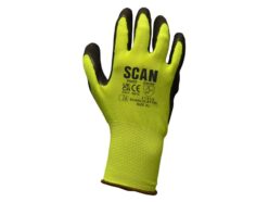 Hi-Vis Yellow Foam Latex Coated Gloves – L (Size 9)