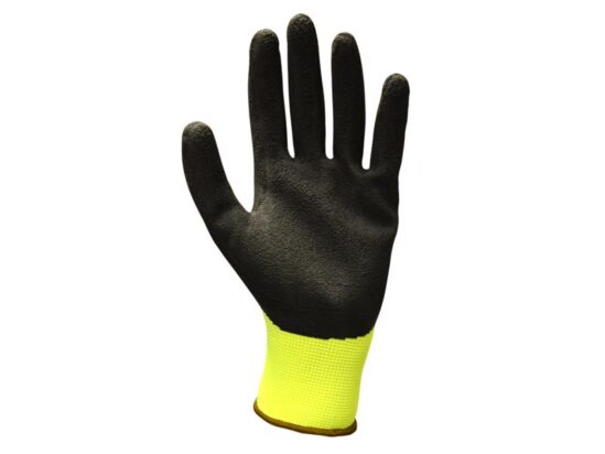 Hi-Vis Yellow Foam Latex Coated Gloves - L (Size 9) - Image 2