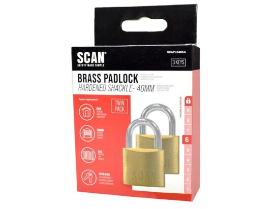 Brass Padlock 40mm Keyed Alike Pack of 2