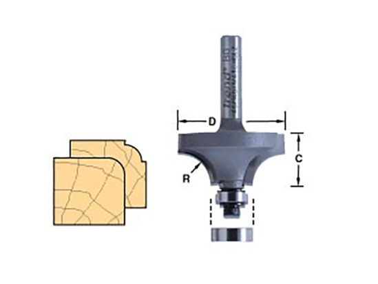 46/12 x 1/4 TCT Bearing Guided Ovolo & Round Over 4.8mm Radius