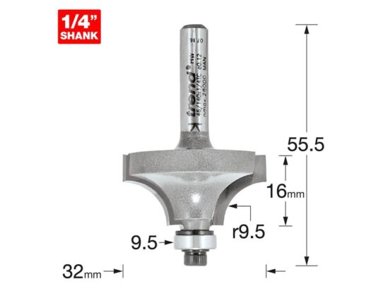 46/140 x 1/4 TCT Bearing Guided Ovolo & Round Over 9.5mm Radius