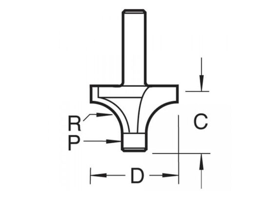 7E/2 x 1/4 TCT Pin Guided Round Over 6.3mm Radius