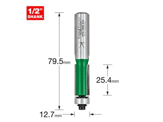 C116 x 1/2 TCT 90° Bearing Guided Trimmer Cutter 12.7 x 25.4mm