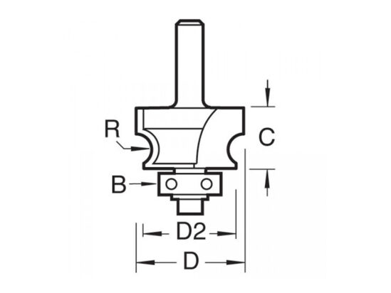 C130 x 1/4 TCT Bearing Guided Corner Bead 4.8mm Radius