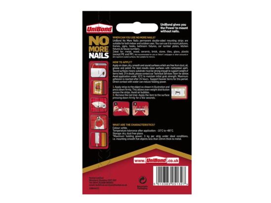 No More Nails Indoor & Outdoor Permanent Mounting Tape Strips (Pack of 10)