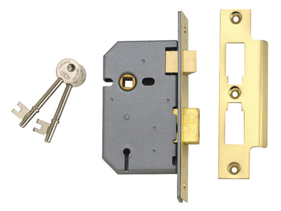 2277 3 Lever Mortice Sashlock Polished Brass 77.5mm 3in Box