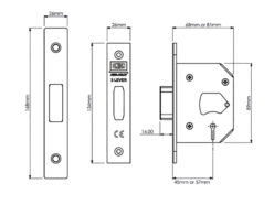 StrongBOLT 2103S 3 Lever Mortice Deadlock Polished Brass 68mm 2.5in Visi