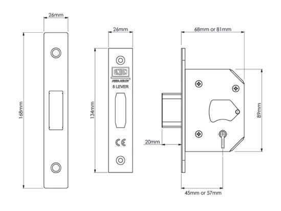 StrongBOLT 2105S Polished Brass 5 Lever Mortice Deadlock Visi 68mm 2.5in - Image 2