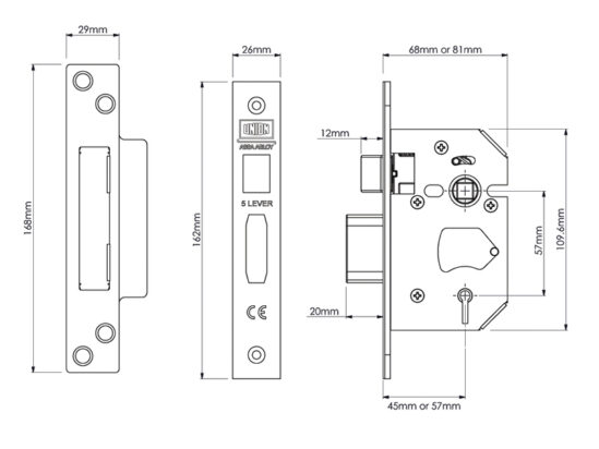 StrongBOLT 2205S 5 Lever Mortice Sashlock Polished Brass 81mm 3in Visi - Image 3