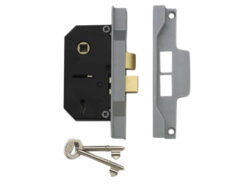 2242 2 Lever Mortice Rebated Sashlock Silver Enamel 65.5mm 2.5in Visi