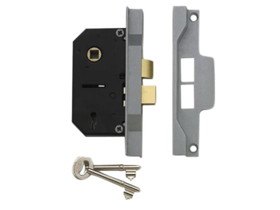 2242 2 Lever Mortice Rebated Sashlock Silver Enamel 78.5mm 3in Visi