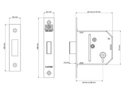 ES-DL Essentials 3 Lever Mortice Deadlock Chrome 65mm 2.5in Visi