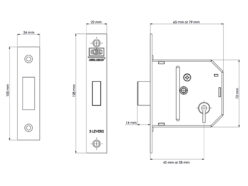 ES-DL Essentials 3 Lever Mortice Deadlock Chrome 79mm 3in Visi