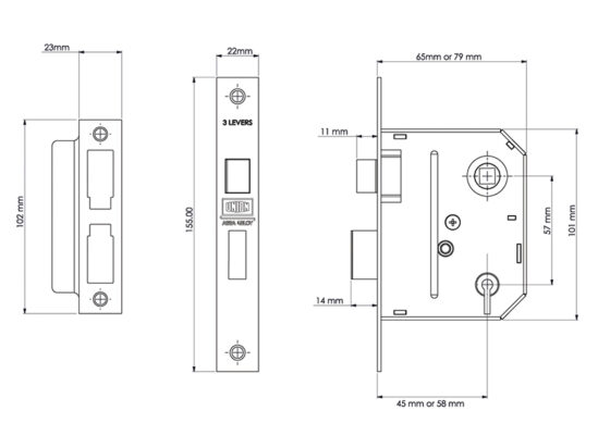 ES-SL Essentials 3 Lever Mortice Sashlock Chrome 79mm 3in Visi