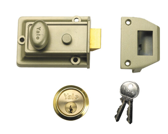 P77 Traditional Nightlatch 60mm Backset Nickel Brass Finish Box