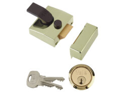 85 Deadlocking Nightlatch 40mm Backset Brasslux Finish Box