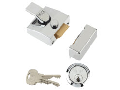 85 Deadlocking Nightlatch 40mm Backset Chrome Finish Box