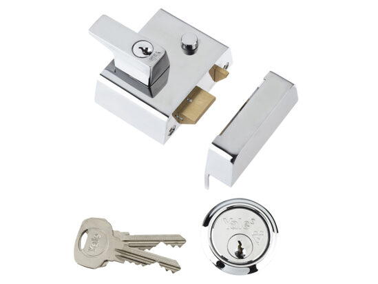 P2 Double Security Nightlatch 40mm Backset Chrome Finish Visi