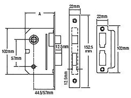 PM236 Bathroom 2 Lever Sashlock Polished Chrome 67mm 2.5in