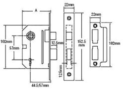 PM246 Internal 2 Lever Mortice Sashlock Polished Chrome 67mm 2.5in