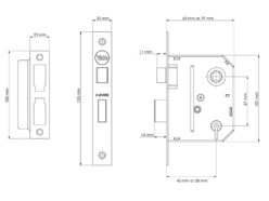 PM320 3 Lever Mortice Sashlock Polished Chrome 65mm 2.5in