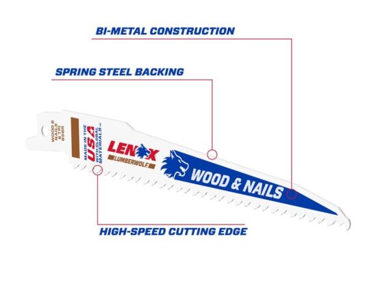 LumberWolf Reciprocating Saw Blade 152 x 19 x 1.3mm 6 TPI (Pack 5) - Image 4