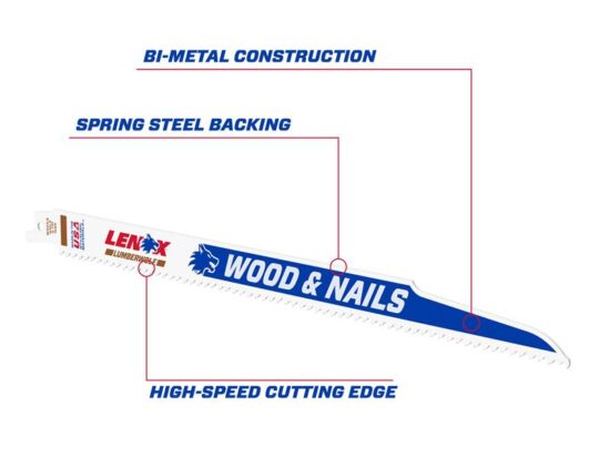 LumberWolf Reciprocating Saw Blade 305 x 19 x 1.3mm 6 TPI (Pack 5) - Image 4